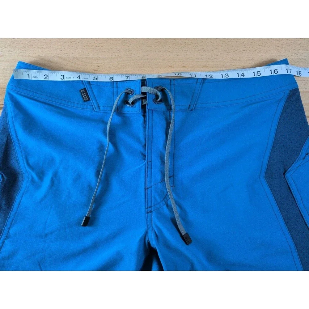 5.11 Tactical Mens Board Shorts Blue Ripstop Cargo Training Swim Trunks Size 33